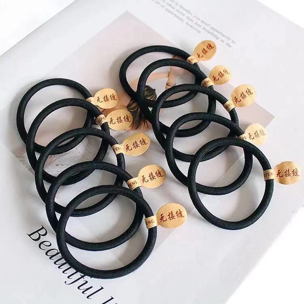 Broadfashion Dây Buộc Tóc Dày Không Đường May Độ Co Giãn Cao Siêu Bền Màu Đen Dành Cho Nữ Mặc Hàng Ngày