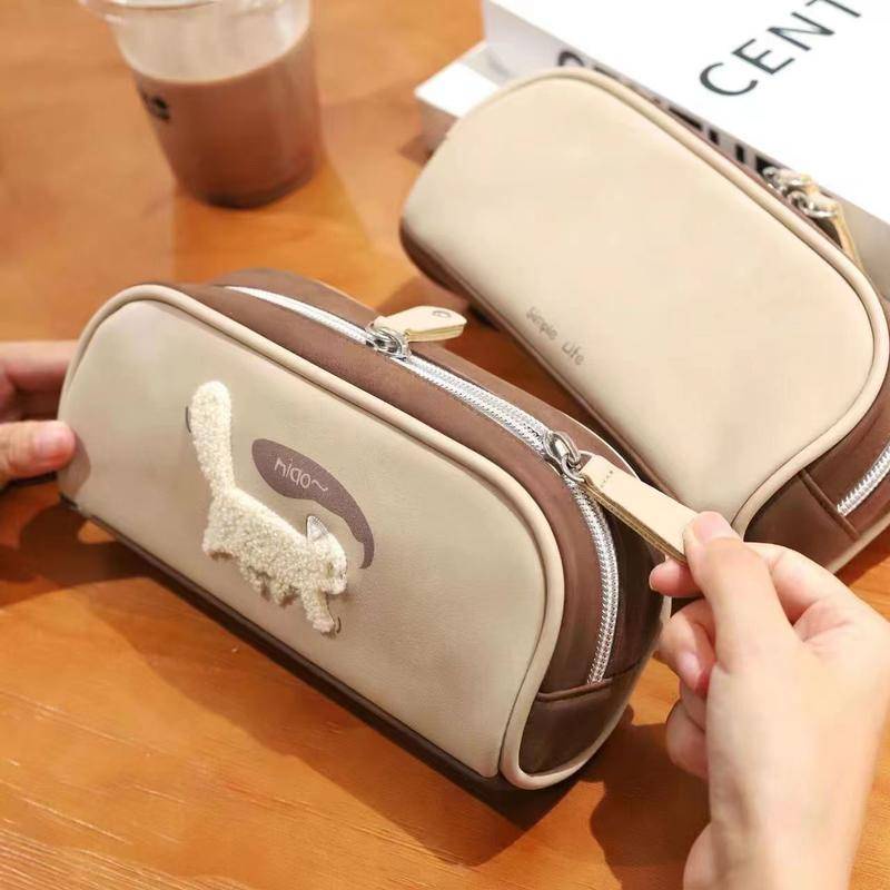 Túi Đựng Bút Chì In Hoạt Hình Mèo Kiểu retro Dễ Thương Cho Học Sinh Trung Học