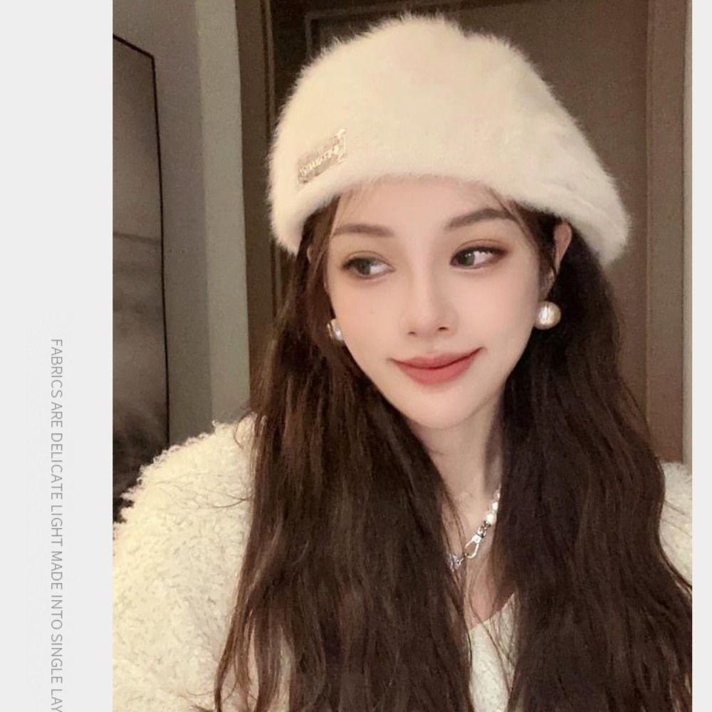 Yveta Mũ Nồi Vải Nỉ Mềm Mại Màu Trơn Ấm Áp Thanh Lịch Mùa Đông Cho Nữ