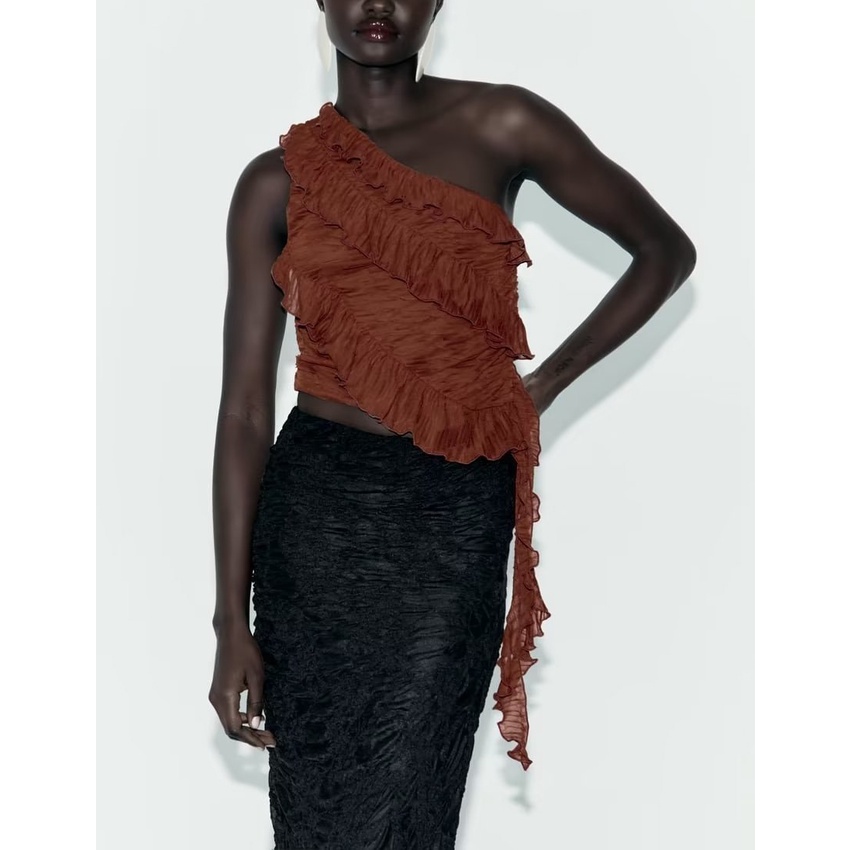 Zara Áo Không Tay Thiết Kế Xếp Ly Nhỏ Nhắn Xinh Xắn Thời Trang Mùa Thu Cho Nữ 0219800