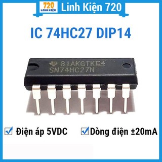 Ic 74hc27 dip14 chân cắm tích hợp 3 cổng điều khiển logic nor