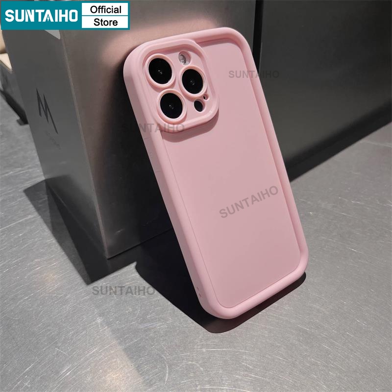 Suntaiho ốp lưng iphone đẹp màu hồng Ốp Điện Thoại silicone Mềm Nhám Màu Trơn Chống Sốc Cho iphone 15 14 12 13 11 pro max ip 7 8 plus iphon x xs xr xs max