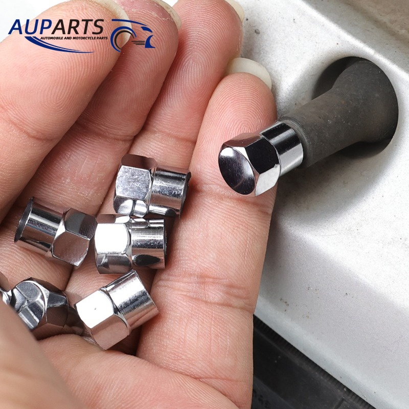 Bộ 10 Nắp Van Bánh Xe Hơi / Xe Máy Đầu Tròn Mạ Crom Bằng Nhựa Chất Lượng Cao