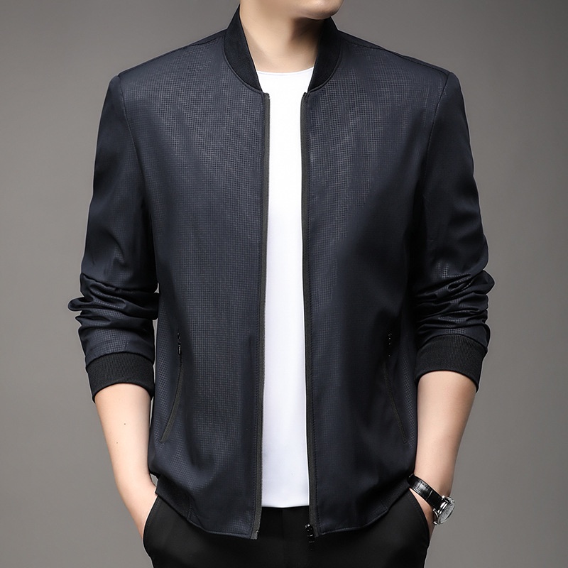 Áo Khoác Cổ Đứng Tay Dài Dáng Rộng Phối Khóa Kéo Có size Lớn Thời Trang Cho Nam Giới