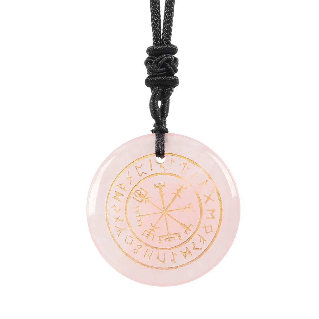 1 Vòng cổ Biểu Tượng Thạch Anh Tím chakra Pha Lê Khắc Chữ viking