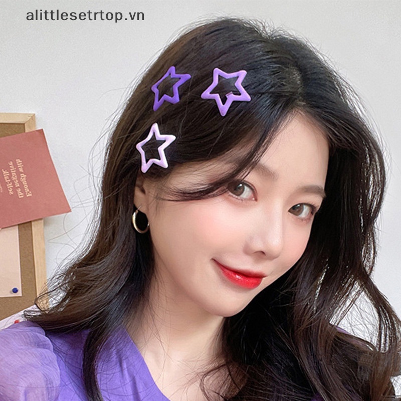 Alittlesetrtop set 10 Kẹp Tóc Hình Ngôi Sao Năm Cánh Nhiều Màu Sắc Dễ Thương y2k