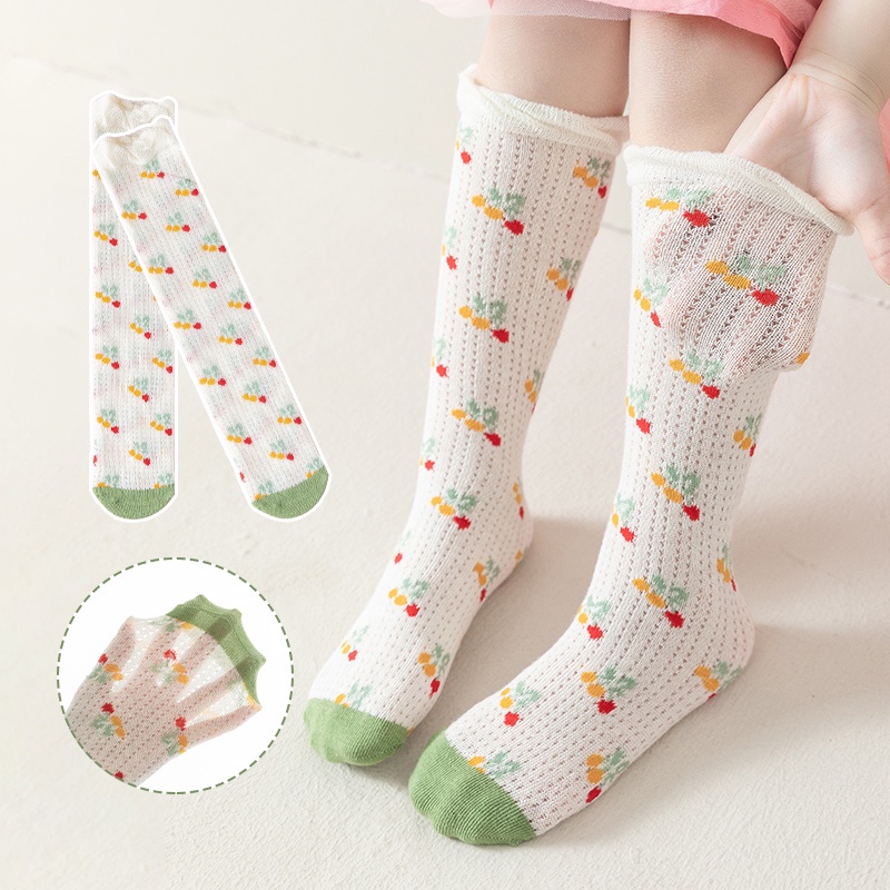 LJMOFA 1 Đôi Tất cotton Dài Mềm Mại Thoải Mái In Hoa Cho Bé Gái 9 Tuổi