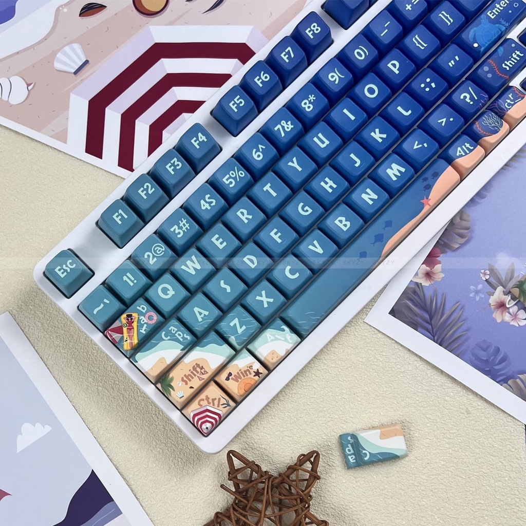 Thế Giới Dưới Nước Keycaps MDA Profile Biển Xanh PBT DYE SUB Bàn Phím Cơ Keycap