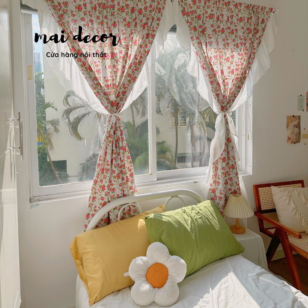 Rèm Hoa Hồng Rèm Treo Cửa Sổ, Rèm Cửa Ra Vào Phong Cách Đồng Quê Nước Pháp Thơ Mộng
