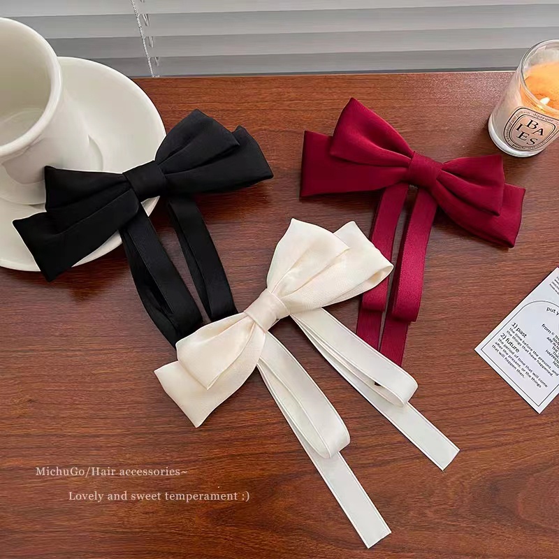 Kẹp Tóc Ruy Băng Thắt Nơ Phong Cách Hàn Quốc Ngọt Ngào Thời Trang Cho Nữ