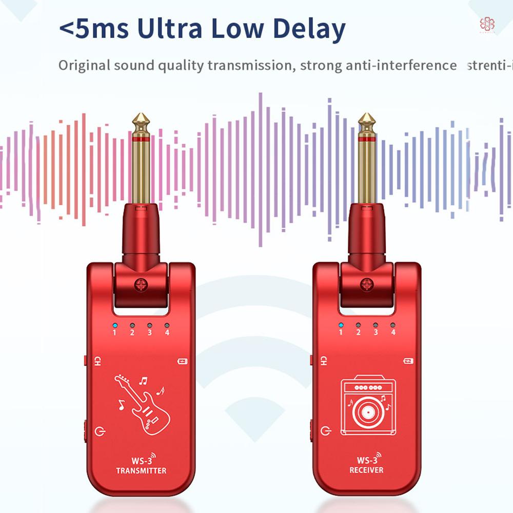 Thiết Bị Thu Phát Và Phát Tín Hiệu Âm Thanh Không Dây 4 Kênh 800mhz-900mhz Phích Cắm 282 Độ 6.35mm Cho Đàn guitar Điện