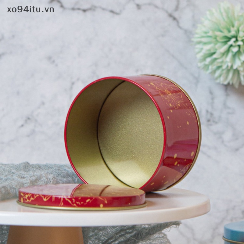 Xoitu Hộp Thiếc Đựng Bánh Kẹo Hình Tròn Bằng Kim Loại Phong Cách Giáng Sinh vn