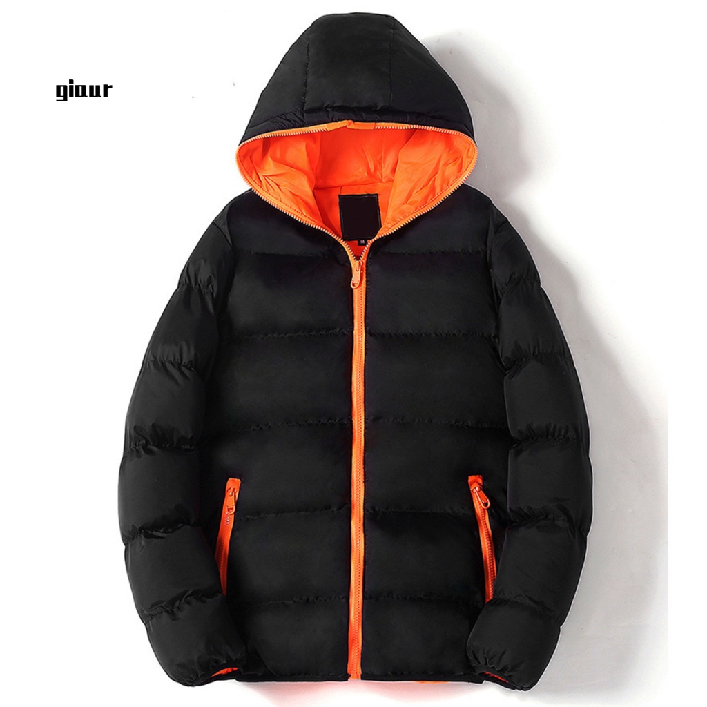 Giaurz Áo Khoác Khóa Kéo Có Mũ Trùm Đầu Giữ Ấm Mùa Đông Cho Nam