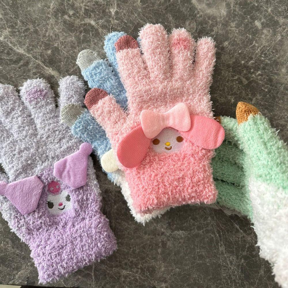 Găng Tay Bông Dày Dặn Ấm Áp Hình kuromi Hoạt Hình melody cinnamoroll Có Thể Chạm Màn Hình Cảm Ứng Thời Trang Mùa Đông Dành Cho Bạn Nữ