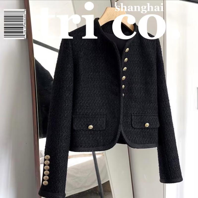 Áo Khoác tweed Dài Tay Thời Trang Thu Đông 2024 Dành Cho Nữ