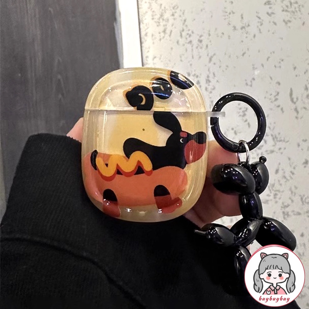 Hoạt Hình Vỏ Bảo Vệ Hộp Sạc Tai nghe không dây airpods 1 2 / pro 2 Hình Chú Chó Xúc Xích Mềm Mại