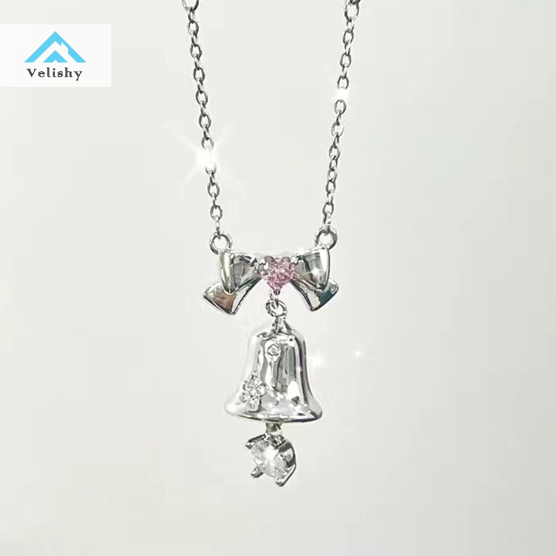 Vòng cổ Mặt Trái Tim Màu Hồng Đính Chuông Giáng Sinh Lãng Mạn Thời Trang Cao Cấp Thích Hợp Làm Quà Tặng Giáng Sinh Cho Bạn Gái