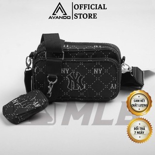Túi ny mlb unisex black ripstop nylon cao cấp có túi nhỏ, hàng xuất full tem tag, túi đeo mlb ny mini mono