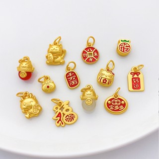 Mặt dây chuyền nhỏ Phương pháp cổ xưa Màu vàng Giữ màu Túi may mắn Mèo may mắn tự làm Handmade