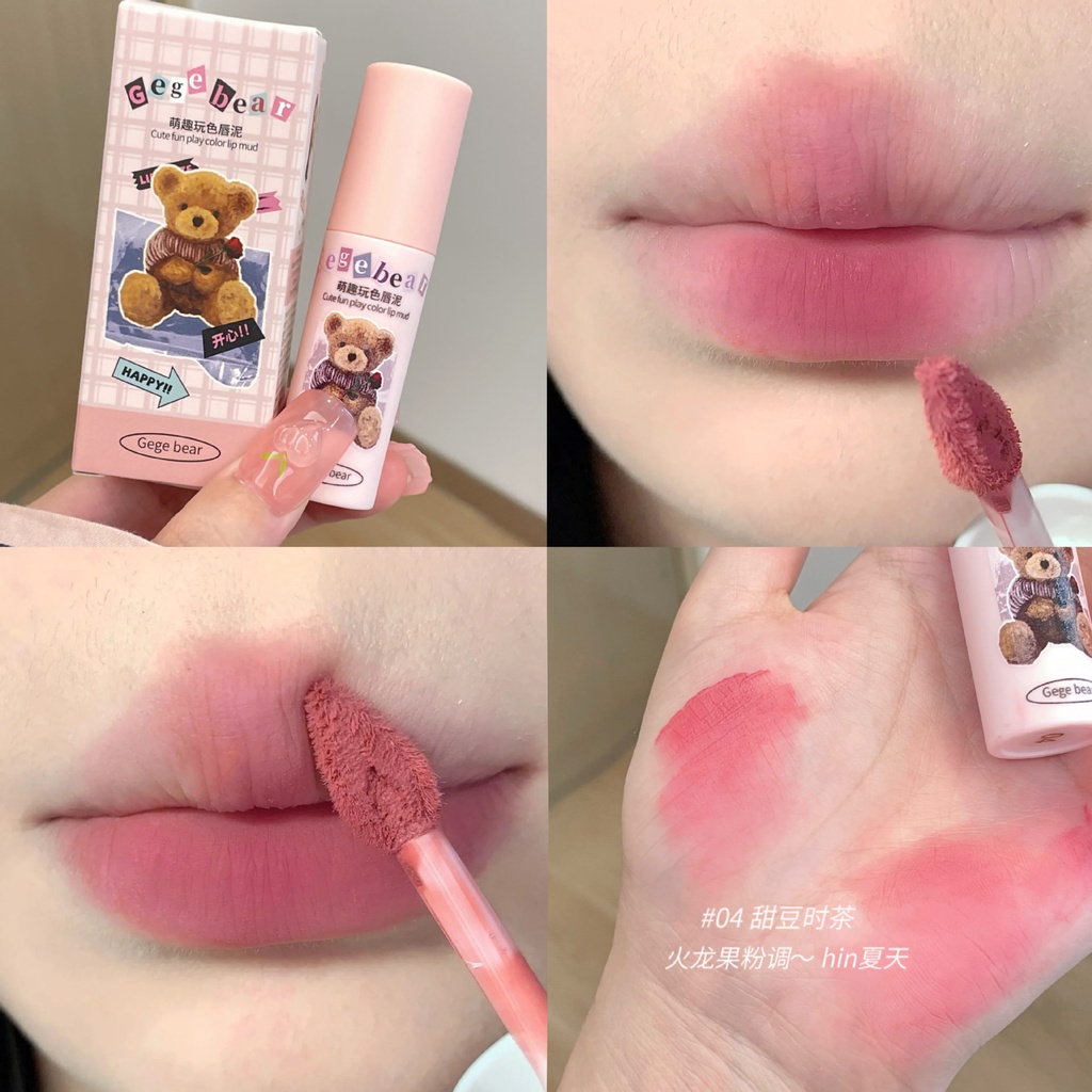 Gege bear Son Môi Dạng Kem Đất Sét Mềm Mịn Không Nhuộm Màu Giá Rẻ Cho Học Sinh