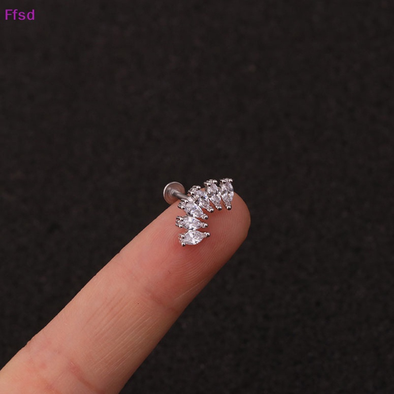 Khuyên Tai Đinh Tán Bằng Thép Không Gỉ Đính Đá zircon Hình Vương Miện Thời Trang Dự Tiệc Cho Nữ