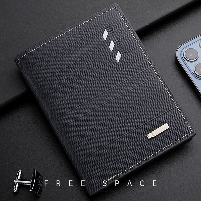 Ví Da pu Dáng Ngang Phong Cách Hàn Quốc Cho Nam Giá Đỡ