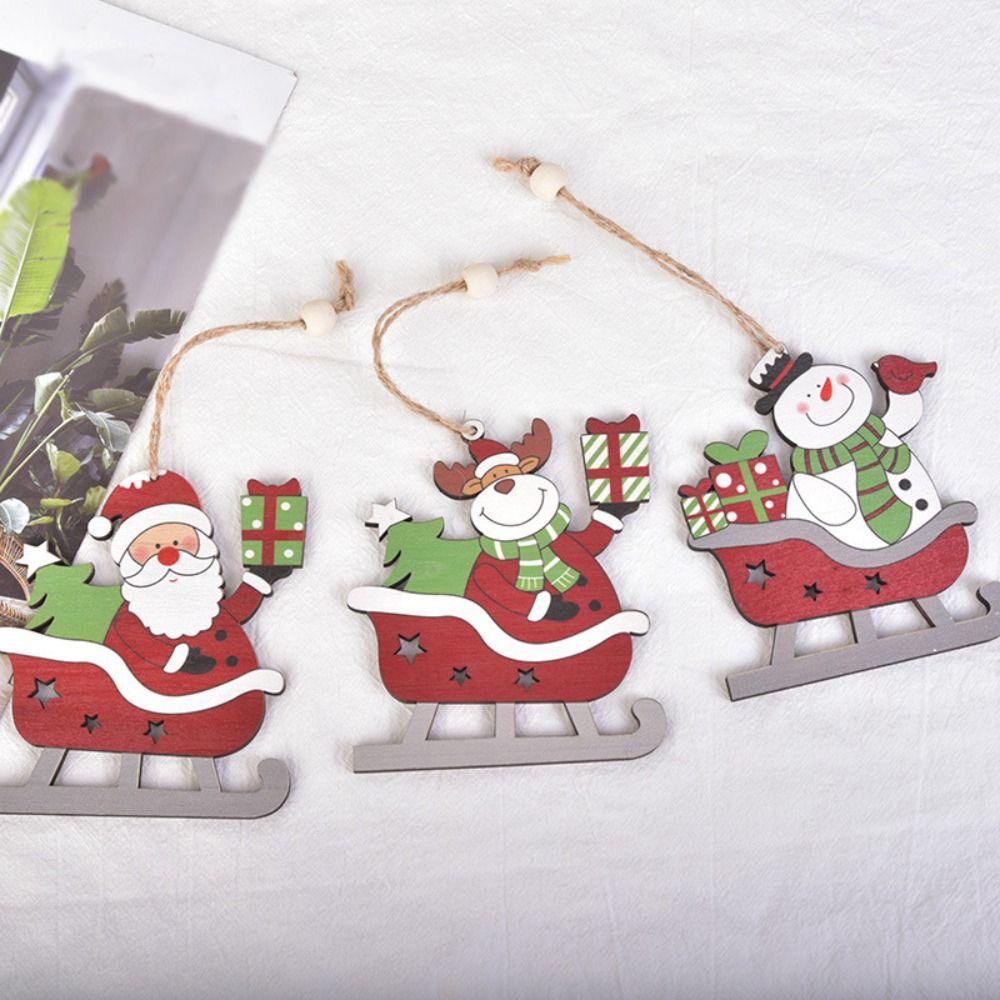 Phụ Kiện Treo Trang Trí Cây Thông Giáng Sinh Bằng Gỗ Hình Người Tuyết / Hươu / Ông Già Noel handmade diy