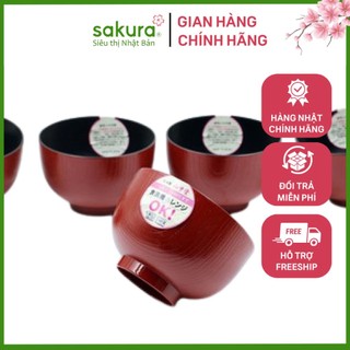 Bát nhựa sơn mài màu đỏ (cỡ nhỏ)- Hàng Nhật nội địa