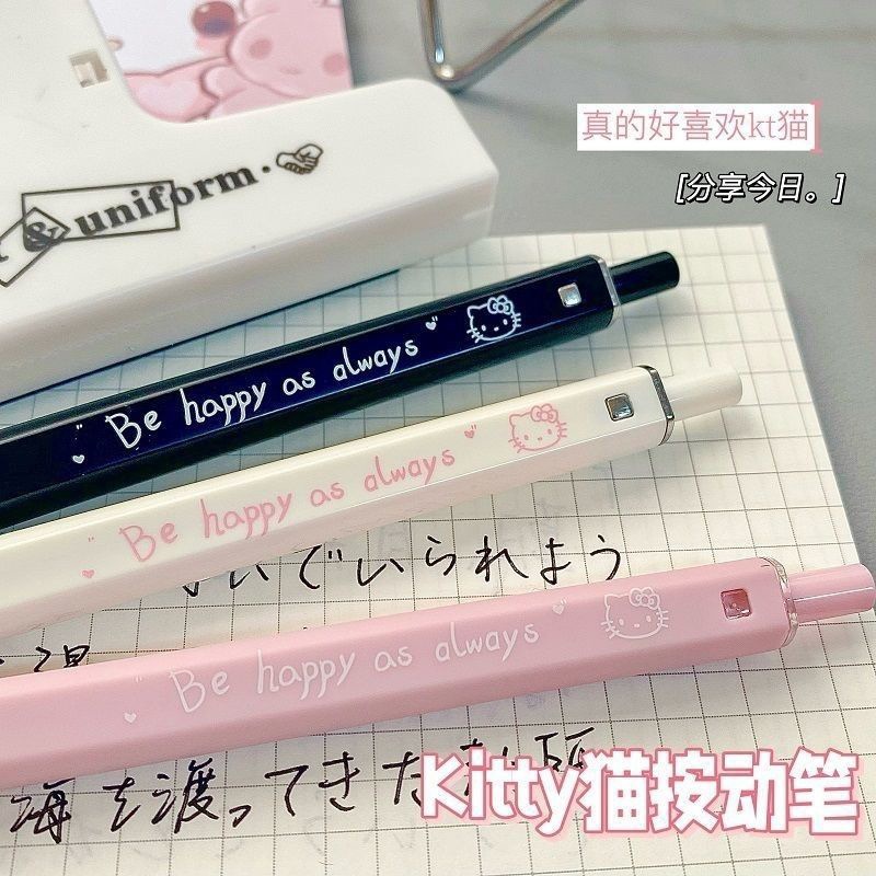 Sanrio Mèo Hello Kitty Dễ Thương Cinnamoroll Vuông Báo Chí Đen 0.5 Mm Bút Gel Học Sinh Đơn Giản Bút Viết-top3C01