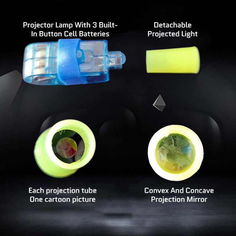 Đèn ngón tay chiếu Đèn chiếu hoạt hình Đèn chiếu đèn ngón tay Đồ chơi trẻ em 3-7 tuổi Một loạt các mẫu phát sáng nhẫn hoạt hình