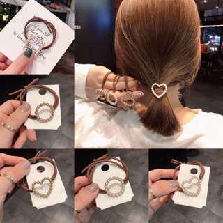 Dây Buộc Tóc Đính Ngọc Trai Phong Cách Hàn Quốc Đơn Giản Cho Nữ