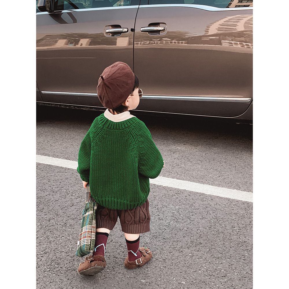 Áo sweater Dệt Kim Dày Tay Dài Cổ Tròn Thời Trang Thu Đông Hàn Quốc 2023 Cho Bé