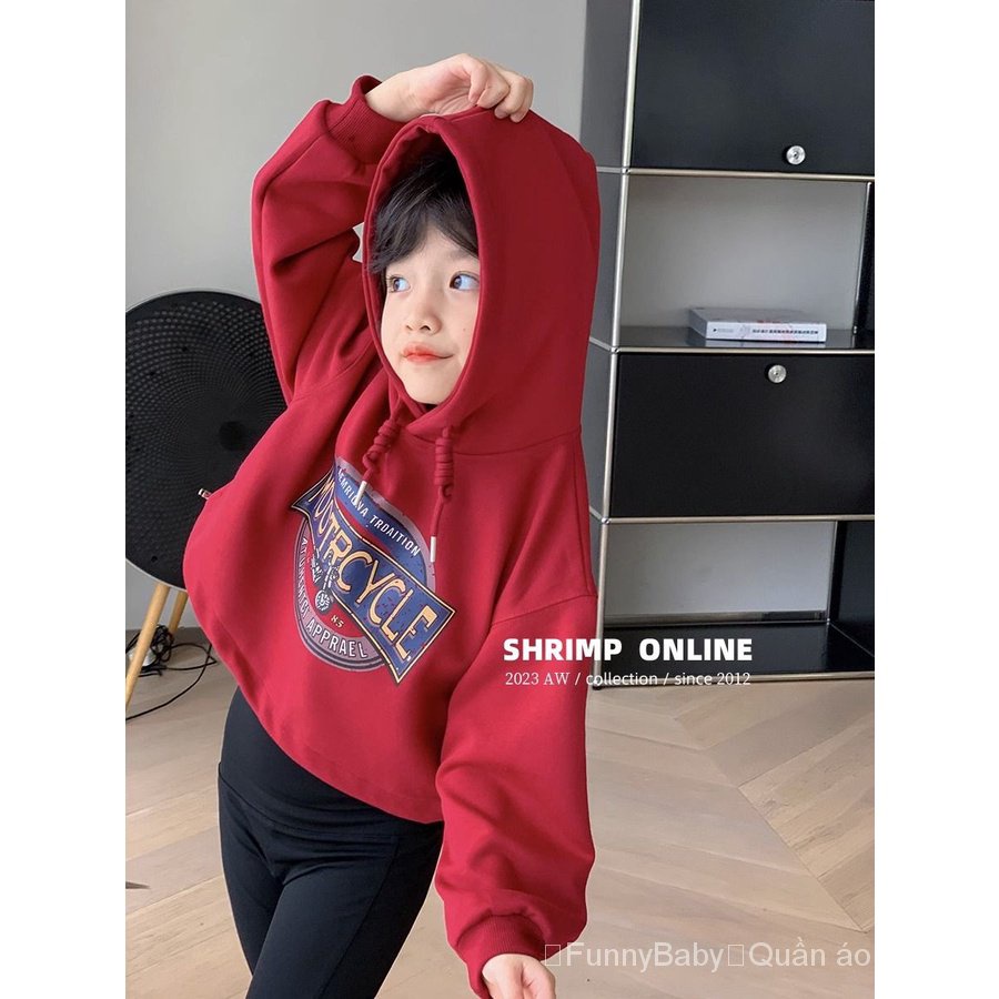 Áo Hoodie Tay Dài In Chữ Phong Cách Hàn Quốc Thời Trang Thu Đông Cho Bé Gái