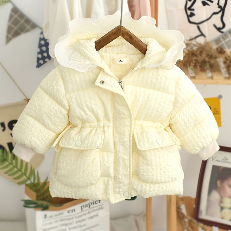 Áo Khoác cotton Đệm Nhung Dày Dặn Ấm Áp Không Giặt Phong Cách Hàn Quốc Dễ Thương Cho Bé Gái