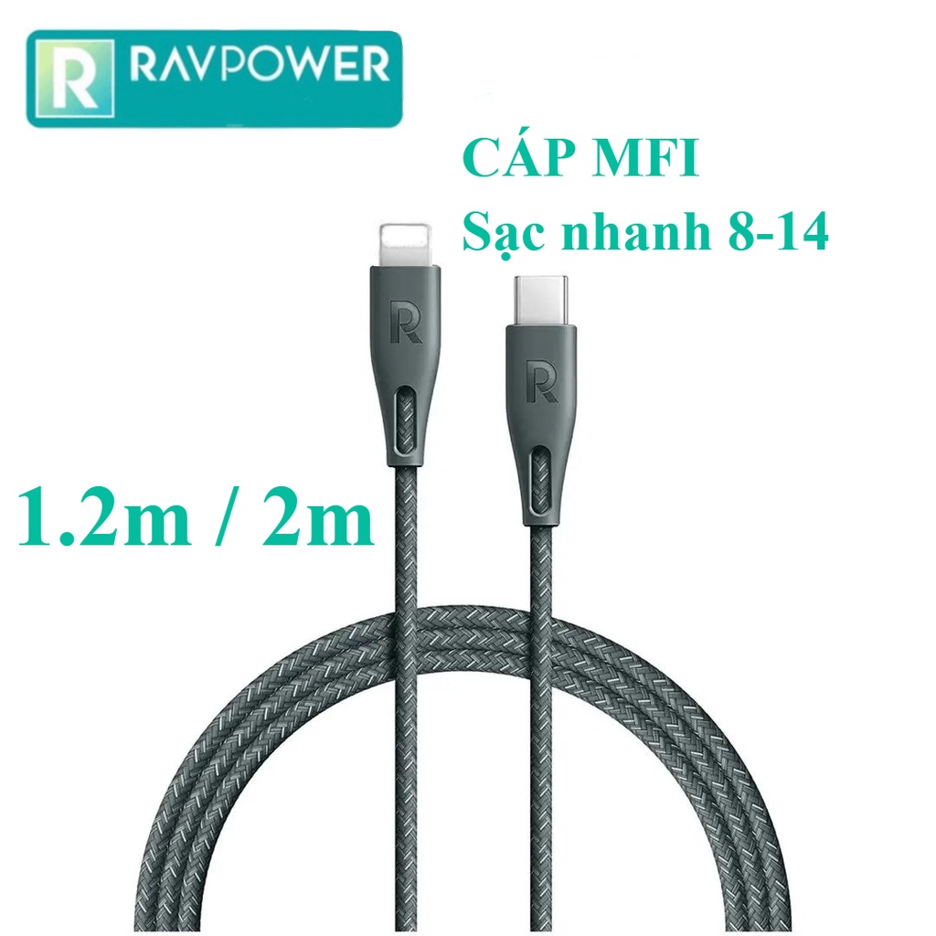 Cáp Dù Ravpower C To L MFI 1.2m / 2m nylon bện Type C to L RP-CB1005 RP-CB1004 MFI chứng nhận - HSHOP