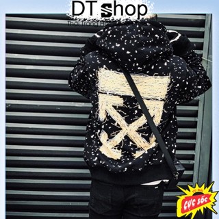 (Hàng Đẹp) Áo Hoodie Off White Vảy Sơn ❤ Áo Nỉ Mũ 2 Lớp Dày Dặn Dáng Rộng Nam Nữ NVA714