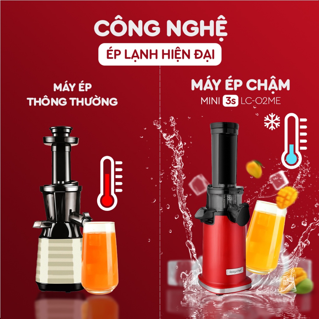 May Ep Cham Mini 3S Lazychef - THÁO LẮP TRONG 3 GIÂY, BẢO HÀNH 12 THÁNG, ÉP ĐA NĂNG Cần Tây RAU QUẢ