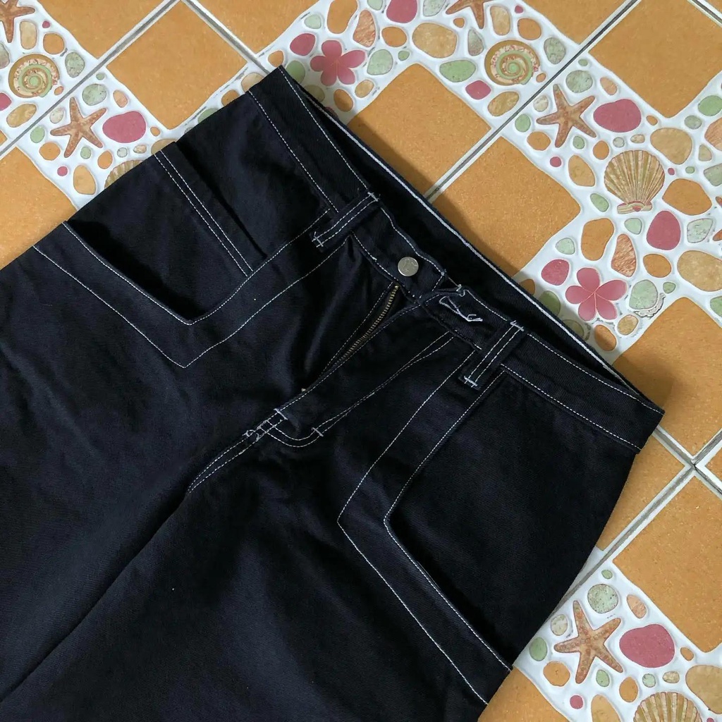 Quần baggy jeans Ống Rộng Lưng Cao Có Túi Lớn Phong Cách hip hop Đường Phố harajuku y2k Dành Cho Nam Nữ