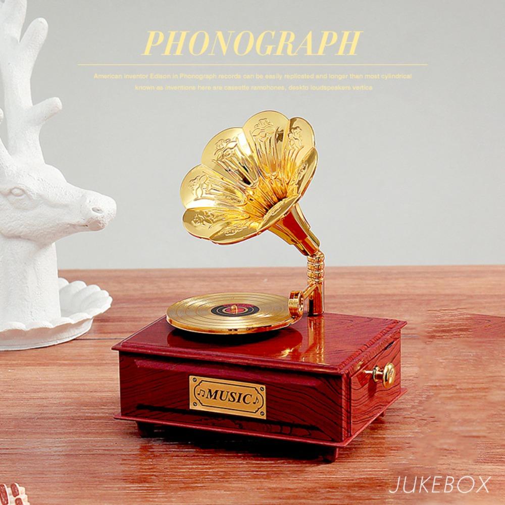 Mmluck gramophone Mô Hình Hộp Nhạc Hình Máy Hát Đĩa Than Cổ Điển Châu Âu