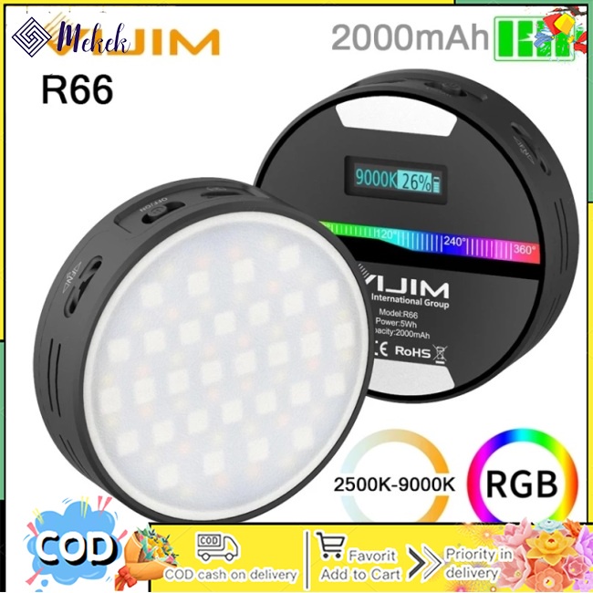 Đèn led Chụp Ảnh r66 rgb 95 2000mah Có Thể Sạc Lại 360 Độ