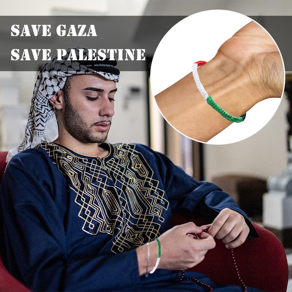 Palestinian Vòng Đeo Tay Bằng Vải Dệt Hình Lá Cờ palestine Có Giá Đỡ