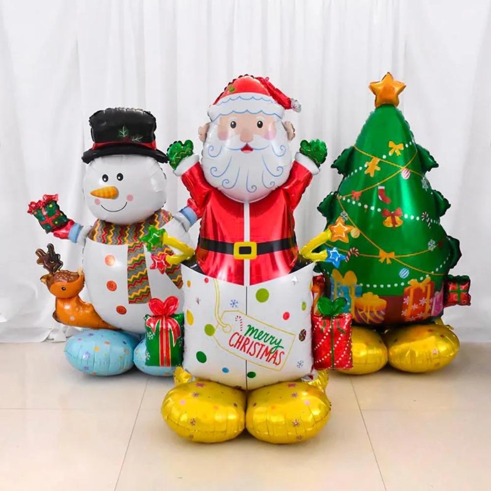 Muvako Bong Bóng Lá Nhôm Hình Ông Già Noel Hoạt Hình Lớn Trang Trí Tiệc Giáng Sinh / Đồ Chơi Trẻ Em Đứng Không Khí Trong Nhà / Tiệc Tùng