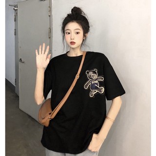 Áo thun nữ form rộng Guguno cotton cổ tròn in basic (A)