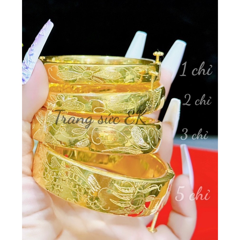 Vòng tay khóa xoắn 5 chỉ  bạc xi vàng chunaar mẫu tiệm