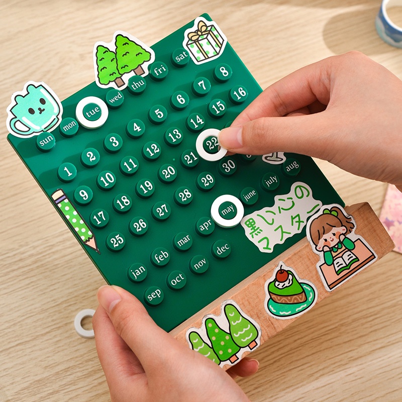 Lịch để bàn 2024 DIY dễ thương nhiều màu sắc Carrot.stu tặng kèm sticker