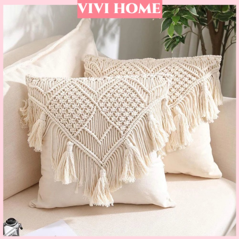 [Sẵn SÀNG] Vỏ gối tua rua dệt kim phong cách Bohemian 45x45 50x50 sarung bantal Sofa Đệm trang trí nội thất Phòng ngủ Cửa sổ Vịnh Vỏ gối dệt sarung