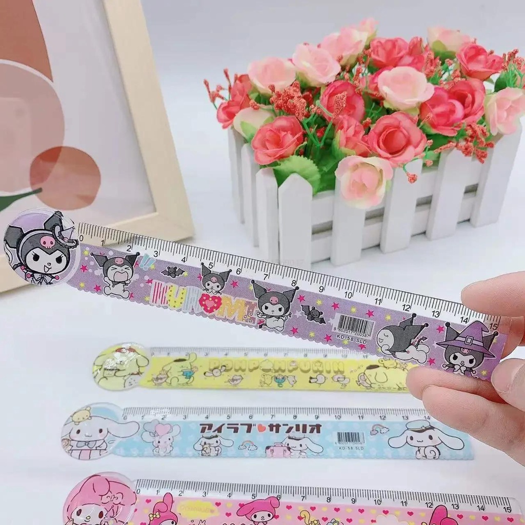 Thước Cuộn 15cm Hình sanrio kuromi melody Dễ Thương Cho Học Sinh