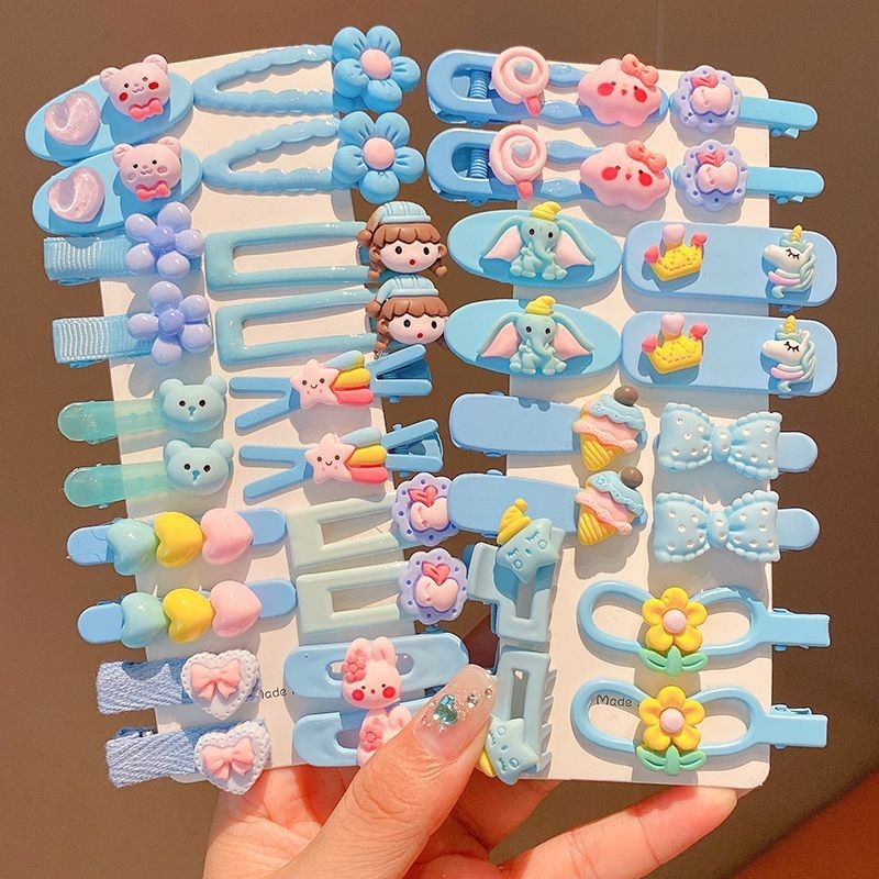 Set 20 Kẹp Tóc Nhỏ mini Họa Tiết Hoạt Hình Phong Cách Dễ Thương Hàn Quốc Cho Bé Gái