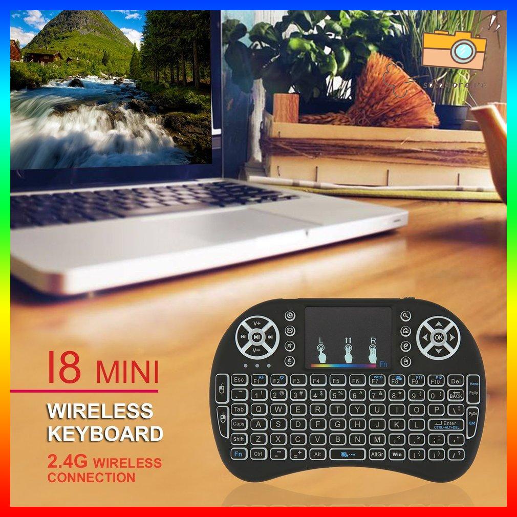 Bàn phím từ xa không dây mini 2.4GHz với chuột Touchpad có đèn nền đầy màu sắc