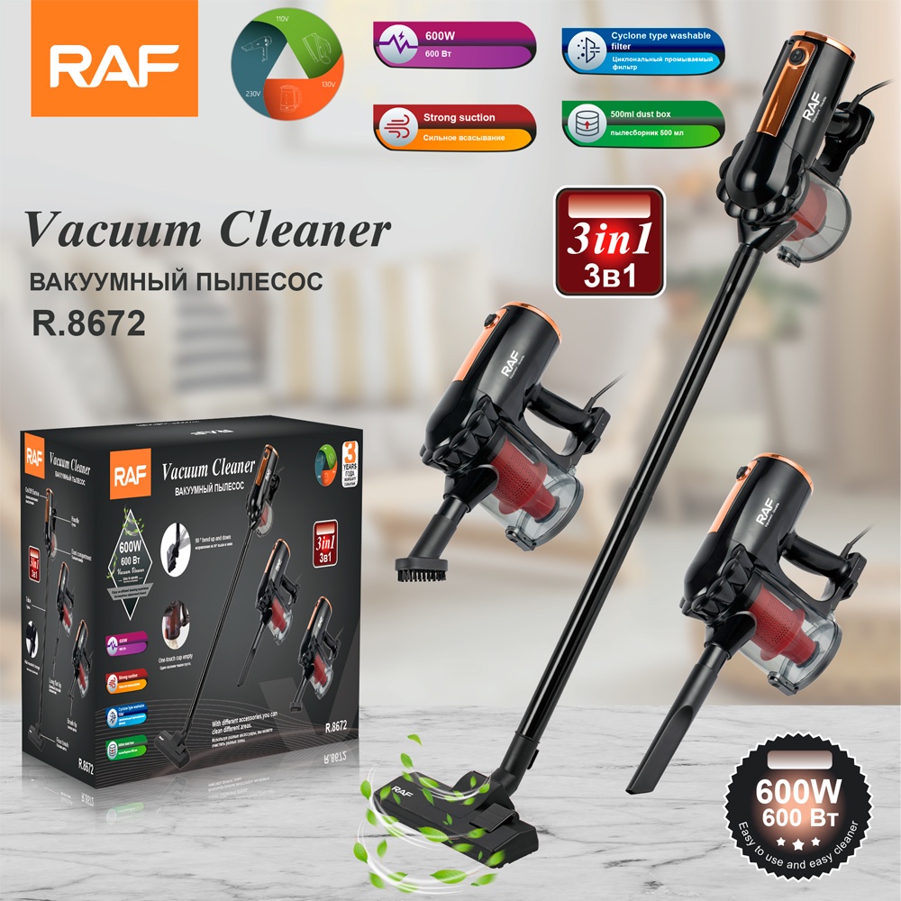 Máy hút bụi cầm tay RAF R.8672 600W-16.000Pa gia đình gia dụng 3 in1 đa năng - BH 12 tháng